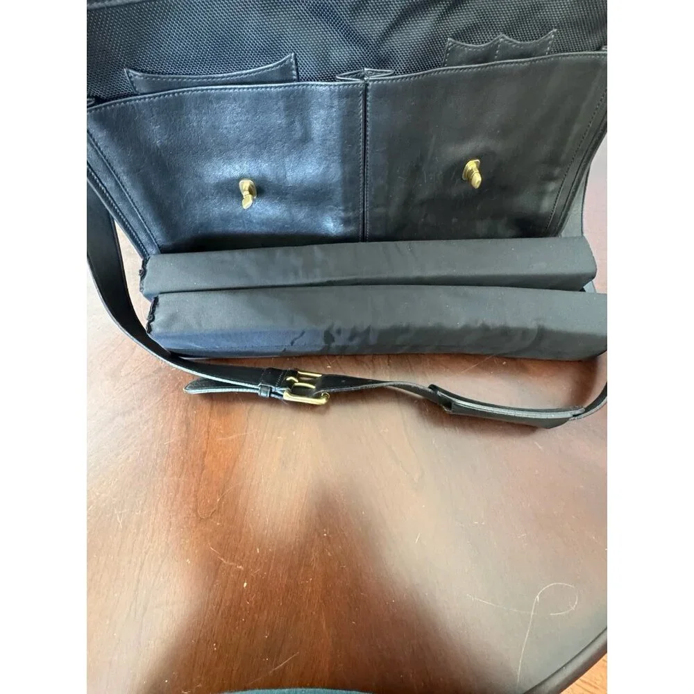 VTG COACH 0532 XL BLACK Leather Messenger Crossbody Bag BRIEFCASE Pockets Laptop